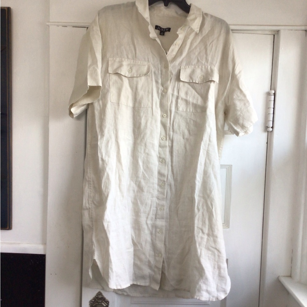 J. Crew Women's Cream Button Down Shirt Dress